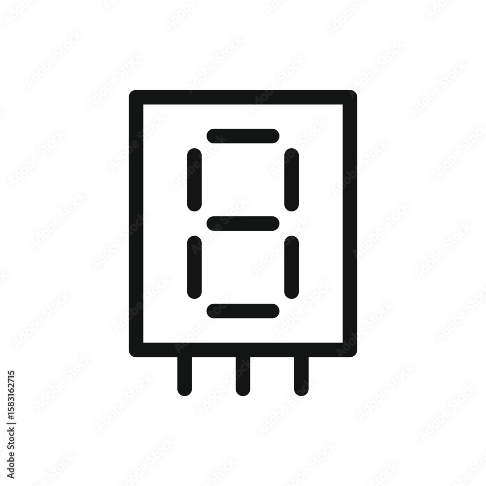 Poster 7 segment display common cathode module line icon, digit numeric led display electronic component ve