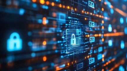 Fototapeta premium Digital Security and Futuristic Technology Concept with Encrypted Data and Network Protection