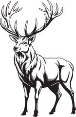 Majestic stag with large antlers standing proudly silhouette isolated on transparent background