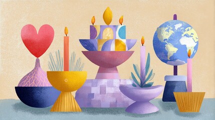 Global wellness and self care mindfulness art for international health campaigns