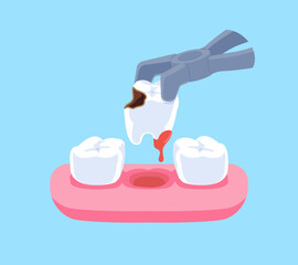 Decay tooth removal illustration vector design. Dental care concept.