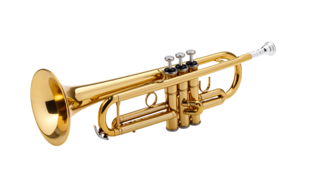 trumpet isolated on transparent background.