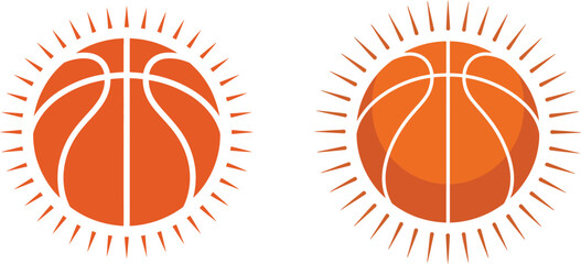 Fototapeta premium Basketball Icon Set: Sport, Game, Orange Ball, Outline, Graphic Element