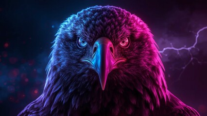 Obraz premium Glowing Eagle Portrait in Dark Fantasy Style