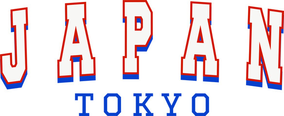 Japan Vintage Typography College Varsity for Jersey, T-Shirt, or Wall Art Design - Vector