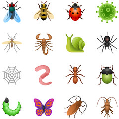 Set of Animal bug Emoji icons	
