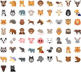 Set of Animal mammal Emoji icons	
