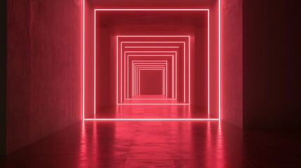 Fototapeta premium Neon red corridor