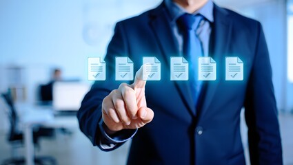 Business man hand document report paper