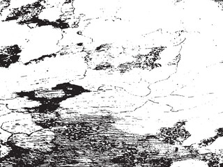 Abstract grunge texture with cracked surface and scattered particles silhouette isolated on transparent background