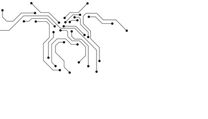 Abstract technology circuit diagram on white background.High tech circuit board connection system.Vector abstract technology on white background.