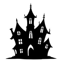Eerie Silhouette of a Haunted House on a white background