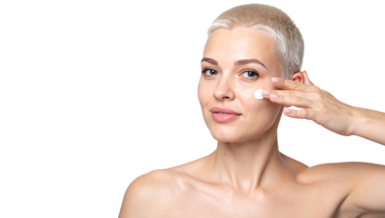 Applying skincare routine for radiant skin home photo studio portrait beauty tips