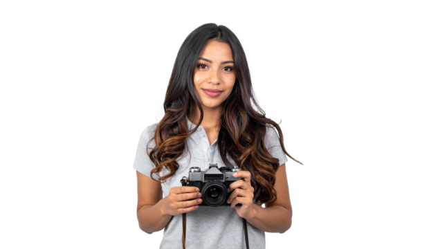 Capturing moments young woman photographer studio setting portrait professional environment close-up view photography concept