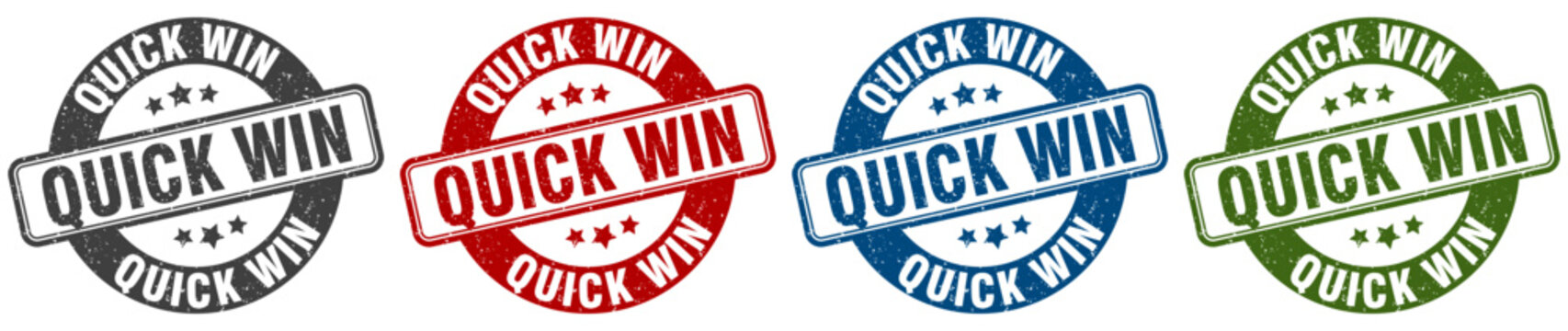 quick win stamp. quick win round stamp set isolated on white background