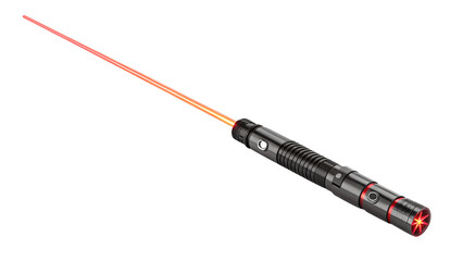 Naklejka premium A futuristic red lightsaber isolated on transparent background, a symbol of science fiction and energy weapons