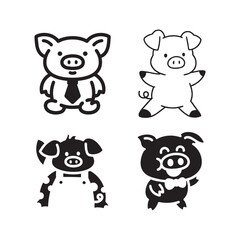 Cute pig cartoon animal illustration piggy character design vector art drawing graphic kawaii adorable