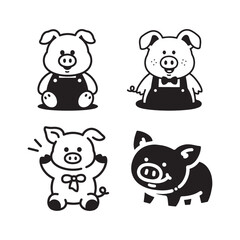 Cute pig cartoon animal illustration piggy character design vector art drawing graphic kawaii adorable