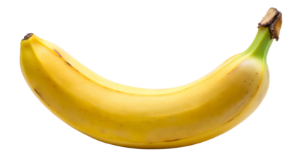 Photo of a ripe yellow banana isolated on a transparent background