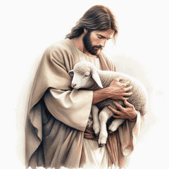 Desert Lamb Light Jesus Christ and the Lamb isolated watercolor vector illustration svg © Arun168