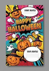 Obraz premium happy halloween poster template