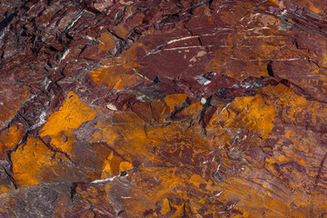 Rough rock formation in natural outdoor setting during daytime texture and background