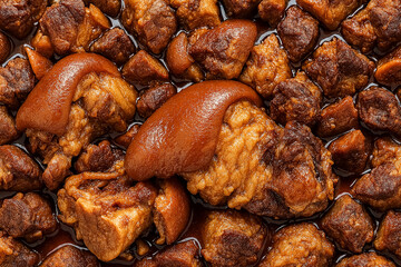 Obraz premium Braised Pork Leg with Stewed Pork Cubes – Thai Street Food