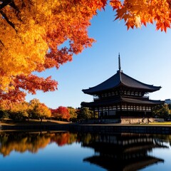 Tranquil Ancient Temples in Kyoto Surrounded by Autumn Colors