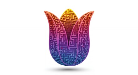 Abstract colorful maze tulip design