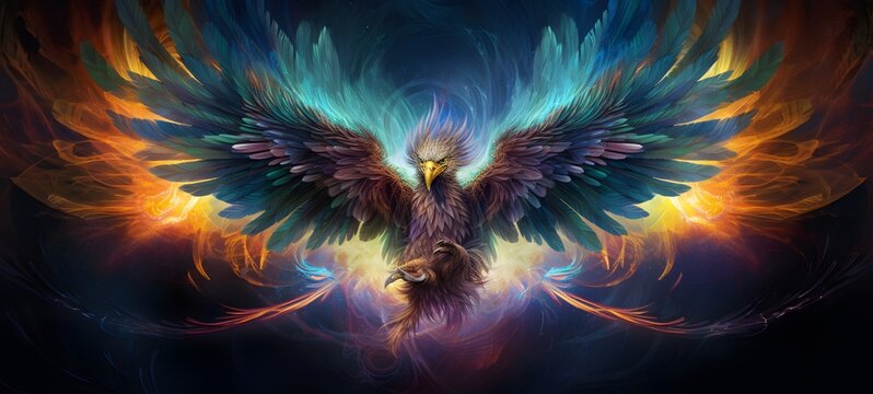 a light garuda phoenix , coming out of the smoke,ai generative