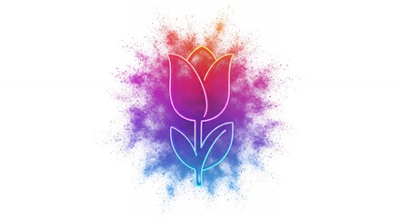 Obraz premium Colorful outline tulip flower graphic design element