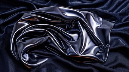 Dark Metallic Fabric Draped on Dark Background