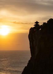 Beautiful ancient Uluwatu temple during sunset, Bali, Indonesia