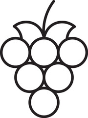 Grape fruit icon, black outline, simple design, isolated transparency background, minimal style