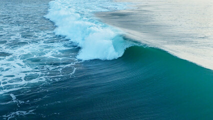 Huge wave in the ocean, top view, Bali, Indonesia