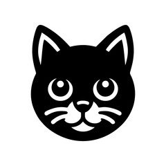 Simple black vector logo icon of cat head