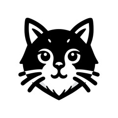 Simple black vector logo icon of cat head