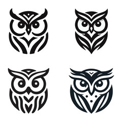 Simple black vector logo icon of owl