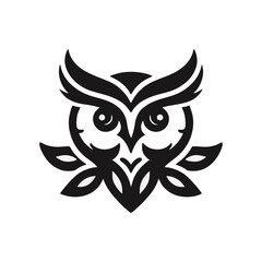 Simple black vector logo icon of owl