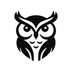Simple black vector logo icon of owl