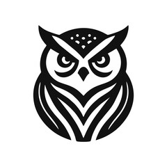 Simple black vector logo icon of owl