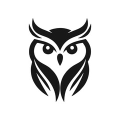 Simple black vector logo icon of owl