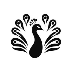 simple peacock head logo vector in black on white isolated background