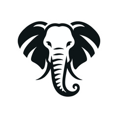 simple black elephant head logo vector on white isolated background