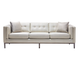 Photo of a stylish white sofa isolated on transparent background with decorative pillows for a modern living room
