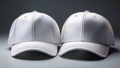 stylish caps a clean and crisp presentation of two white baseball caps minimalist design perfect for showcasing branding or style