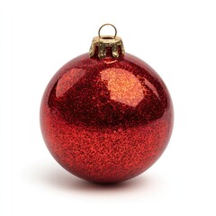 High-resolution photo of a shiny red Christmas ornament isolated on white background