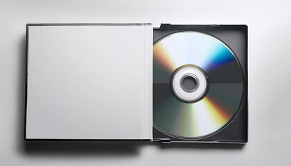 cd and jewel case a minimalist product shot of a blank cd resting beside its jewel case the composition is clean and modern perfect for design projects