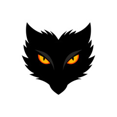 Obraz premium realistic wolf eyes glowing in darkness on white 