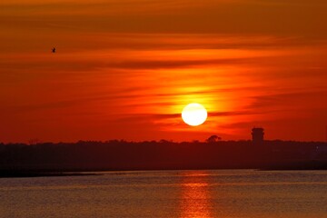 Fototapeta premium sunset over the river